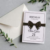 Elegant Black Bow Birthday Invitation Kaart