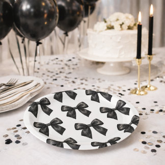 Elegant Black Bow Birthday Papieren Bordje