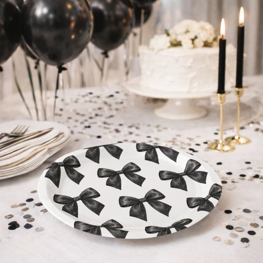 Elegant Black Bow Birthday Papieren Bordje