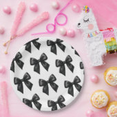 Elegant Black Bow Birthday Papieren Bordje (Feest)