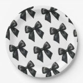 Elegant Black Bow Birthday Papieren Bordje (Voorkant)