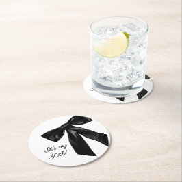 Elegant Black Bow Birthday Party Coasters Ronde Kartonnen Onderzetter