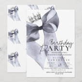 Elegant Black Bow Birthday Party  Kaart (Voorkant / Achterkant)