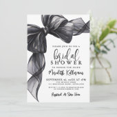 Elegant Black Bow Bridal Shower Kaart (Staand voorkant)
