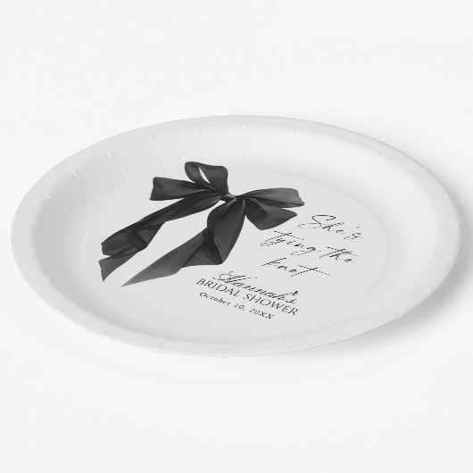 Elegant Black Bow Bridal Shower  Papieren Bordje (Gekanteld)