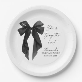 Elegant Black Bow Bridal Shower  Papieren Bordje