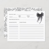 Elegant Black Bow Bridal Shower Recipe (Voorkant / Achterkant)