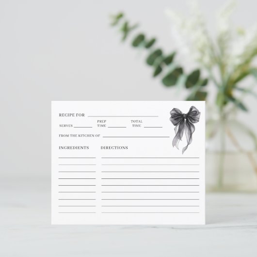 Elegant Black Bow Bridal Shower Recipe (Staand voorkant)