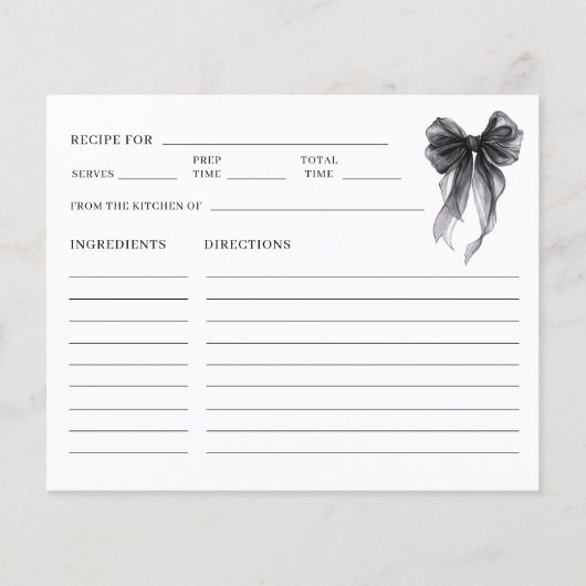 Elegant Black Bow Bridal Shower Recipe (Voorkant)