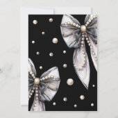Elegant Black Bow en Pearl verjaardagsfeestje Kaart (Achterkant)