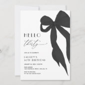 Elegant Black Bow Hello Thirty 30th Birthday Kaart (Voorkant)