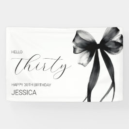 Elegant Black Bow Hello Thirty 30th Birthday Party Spandoek
