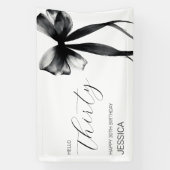 Elegant Black Bow Hello Thirty 30th Birthday Party Spandoek (Verticaal)