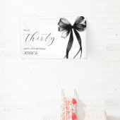 Elegant Black Bow Hello Thirty 30th Birthday Party Spandoek (Insitu)