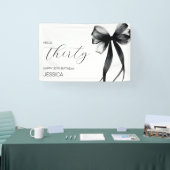 Elegant Black Bow Hello Thirty 30th Birthday Party Spandoek (Beurs)