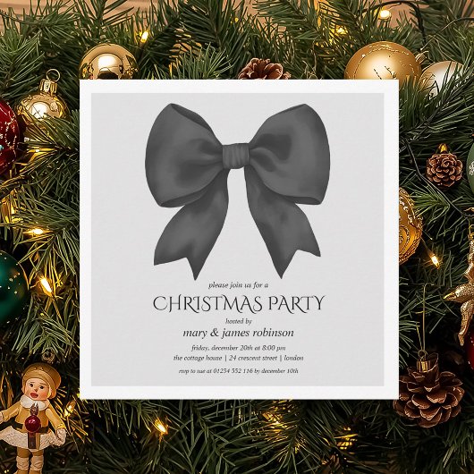 Elegant Black Bow kerstfeest Kaart