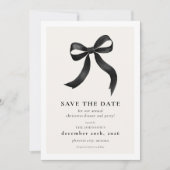 Elegant Black Bow kerstfeest Save The Date (Voorkant)