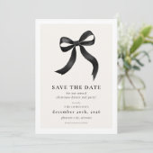 Elegant Black Bow kerstfeest Save The Date (Staand voorkant)
