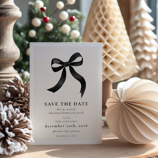 Elegant Black Bow kerstfeest Save The Date