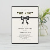 Elegant Black Bow Tying the knot Bridal Shower Kaart (Staand voorkant)