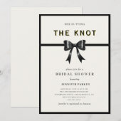 Elegant Black Bow Tying the knot Bridal Shower Kaart (Voorkant / Achterkant)