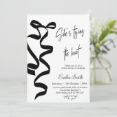 Elegant Black bow tying the knot bridal shower Kaart (Staand voorkant)