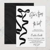 Elegant Black bow tying the knot bridal shower Kaart (Voorkant / Achterkant)