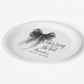 Elegant Black Bow Tying The Knot Bridal Shower Papieren Bordje (Gekanteld)