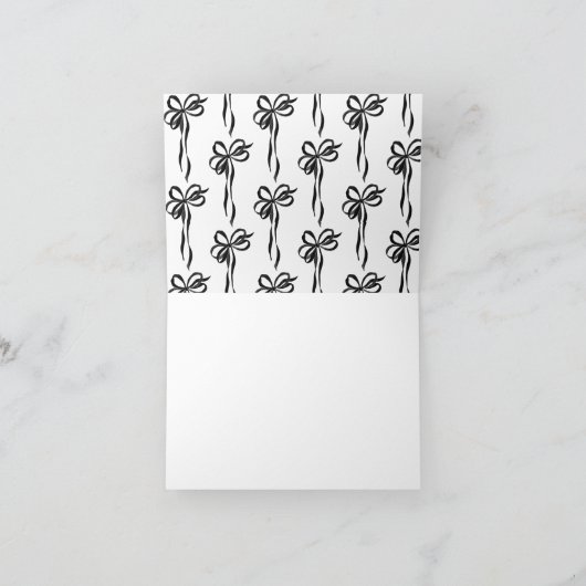 Elegant Black Bow Vrijgezellenfeest Bedankt Card (Binnen)