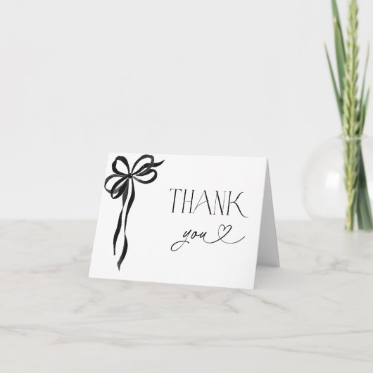 Elegant Black Bow Vrijgezellenfeest Bedankt Card (Voorkant)
