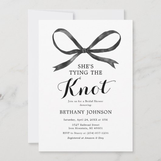 Elegant Black Bow Vrijgezellenfeest Kaart (Voorkant)