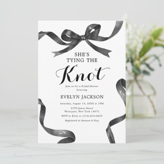 Elegant Black Bow Vrijgezellenfeest Kaart (Staand voorkant)