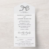 Elegant Black Bow Wedding All In One Uitnodiging (Binnen)