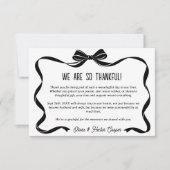 Elegant Black Bow Wedding Thank you card  Bedankkaart (Voorkant)