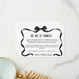 Elegant Black Bow Wedding Thank you card  Bedankkaart