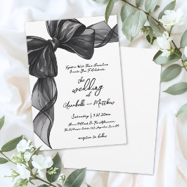 Elegant Black Bow Whimsical Wedding Kaart