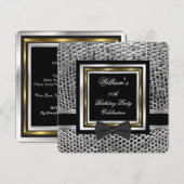 Elegant Black Bowtie Gold Silver Birthday Party Kaart (Voorkant / Achterkant)