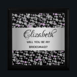 Elegant Black Bridesmaid Cadeaudoosje<br><div class="desc">Moderne,  elegante,  faux zilver en zwarte Bridesmaid-voorsteldoos met een uniek chic abstract patroon.</div>