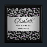 Elegant Black Bridesmaid Cadeaudoosje<br><div class="desc">Moderne,  elegante,  faux zilver en zwarte Bridesmaid-voorsteldoos met een uniek chic abstract patroon.</div>