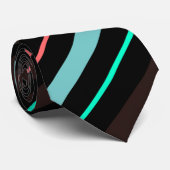 Elegant Black Brown Blue Stripes Groom Gift   Stropdas (Opgerold)