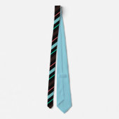 Elegant Black Brown Blue Stripes Groom Gift   Stropdas (Achterkant)