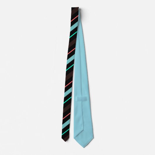 Elegant Black Brown Blue Stripes Groom Gift Stropdas (Achterkant)