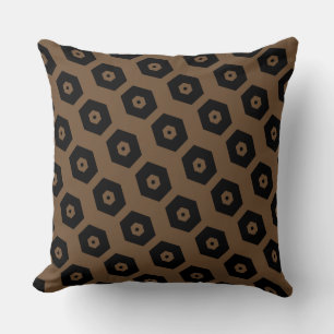 Elegant Black Brown Geometric Pattern Kussen