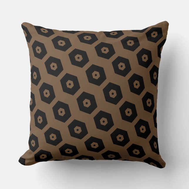 Elegant Black Brown Geometric Pattern Kussen (Voorkant)