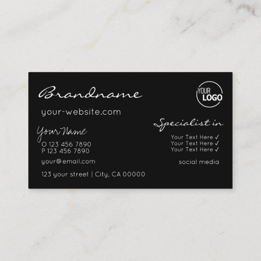 Elegant Black Brown Glitter Stars Chic met Logo Visitekaartje (Achterkant)