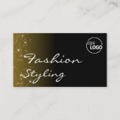 Elegant Black Brown Glitter Stars Chic met Logo Visitekaartje (Voorkant)