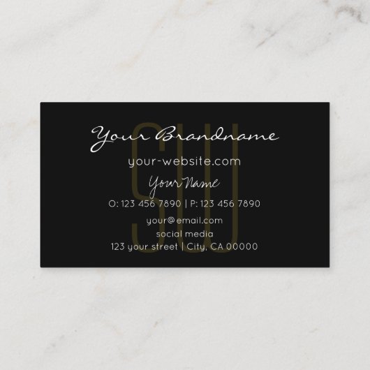 Elegant Black Brown Glitter Stars met Initialen Visitekaartje (Achterkant)