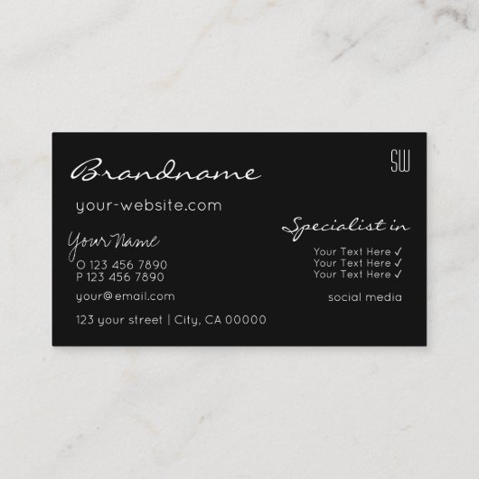 Elegant Black Brown Glitter Stars met monogram Visitekaartje (Achterkant)