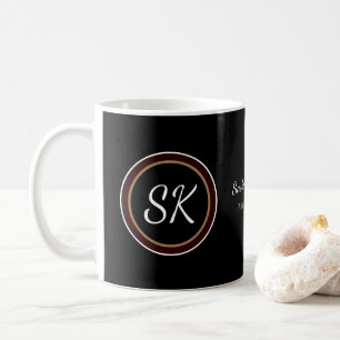 Elegant Black Brown Mix Monogram Business Koffiemok