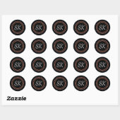 Elegant Black Brown Mix Professional Monogram Ronde Sticker (Vel)